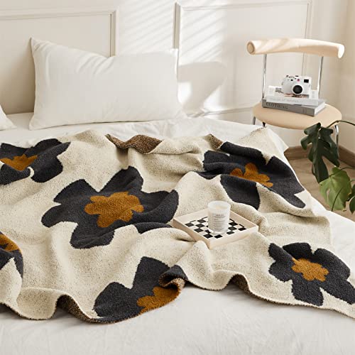 Floral Throw Blanket Big Flower Pattern Soft Cozy Warm Fuzzy Fluffy Microfiber Feather for Couch Bed Sofa Baby Pets Home Decor All Season (Chen Grey, 47''x59'') - color: Chen Grey