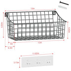 2 Pack Wall Hanging Baskets for Organizing, Large Metal Wire Basket with 5 Hooks+2 Strong Long Adhesive Hooks,Kitchen Hanging Mesh Organizer, Wall Mounted Bin for Kitchen, Bathroom, Bedroom,SUV,Garage - size: 13"L x 6.3"W x 6.02"H-2Pack