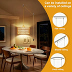 Dimmable Boho Hanging Lights with Plug in Cord 14.7ft，2 in 1 Shade Plug in Pendant Light Rattan Hanging Lamp with E26 Bulb, Long Lasting Wicker Plug in Pendant lamp Fixture for Living Bedroom - size: 2 tier HL-10