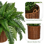 Hollyone Fake Fern Potted Plant Artificial Boston Ferns in Pot Woven Basket 35 Leaves Indoor Faux Fern Bush Plant 20inch for Patio Garden Farmhouse Windowsill Office Living Room Home Decor - size: Woven Pot - Long Fern