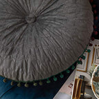 vctops Velvet Soft Round Chair Pads Cute Gradient Pom Pom Indoor Dining Chairs Cushion (Grey, Diameter 16") - color: Gray, style: Diameter 16 Inch