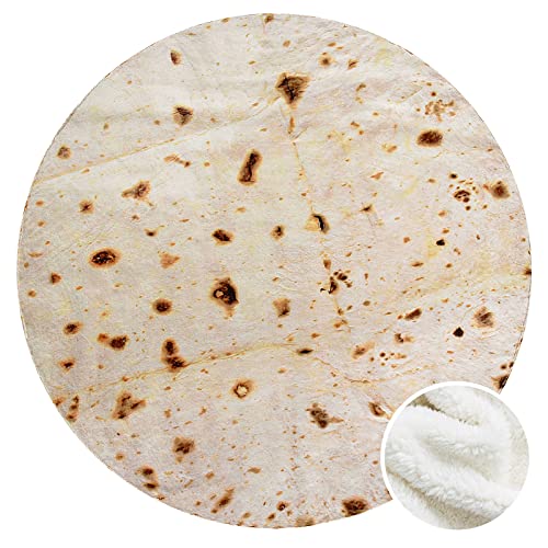 CASOFU Sherpa Burritos Giant Flour Tortilla Throw Blanket, Novelty Soft and Warm Sherpa Taco Blanket for Your Family. (Beige Sherpa, 71 inches) - color: Beige Sherpa, size: 71 inches