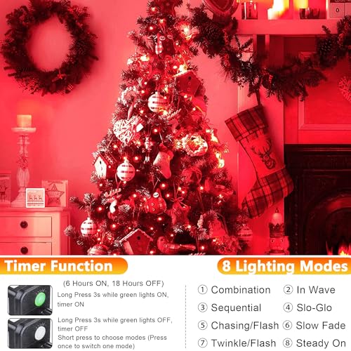 Joomer Fairy String Lights 33FT 100 LEDs Plug in Fairy Lights Indoor Copper Wire String Light DIY for Bedroom, Parties, Wedding, Christmas, Outdoor, Indoor Decoration (Red, Non-Connectable) - color: Red, size: 100led
