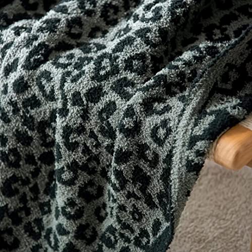 Yarn Leopard Jacquard Throw Blanket Fringe Lightweight Cozy Bed Blanket Soft Throw Blanket fit Couch Sofa Suitable for All Season,Graphite/Carbon - color: Graphite/Carbon, size: 51"x71"