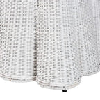 Bali & pari Palm Bohemian White Scallop Rattan Ottoman - color: White