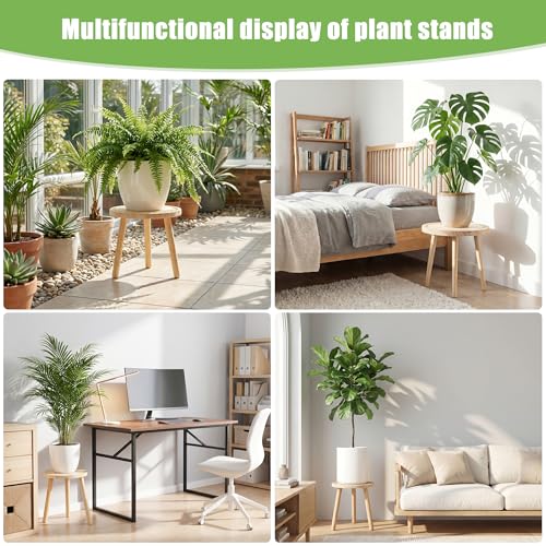 Wood Plant Stands Indoor, Single Plant Stand Modern Plant Table for Large Plants, Wooden Plant Stool Tall Plant Holder Small Round Side/End Table for Living Room Balcony Office (Light Brown) - color: Light Brown