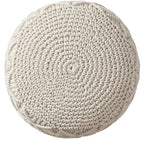 Ornavo Home Pouf Ottoman Foot Rest - 100% Cotton Pouffe - Hand Knitted Macrame Braid - Boho Round Stuffed Ottoman for Living Room, Bedroom - Natural