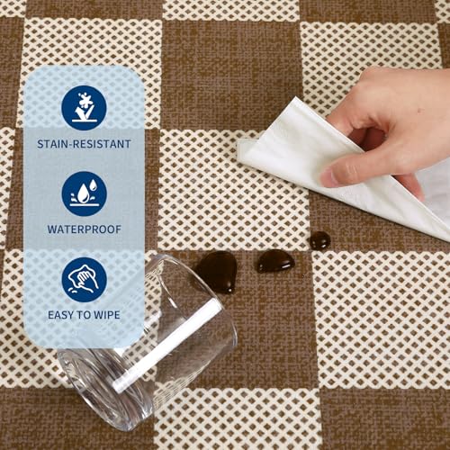 GarveeHome Checkered Terracotta Brown 2x6 Washable Kitchen Runner Rug Geometric Diamond Dot Modern Neutral Boho Soft Low-Pile Long Rug for Bedroom Hallways Entryway Non-Slip TPE Backing - color: Terracotta Brown, size: 2' x 6' (Runner)