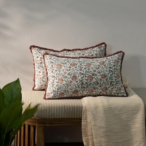 Decorative Throw Pillow Covers, Set of 2 (White Mahogany, 12" x 20" (Pack of 2)) - color: White Mahogany, size: 20" x 12" (Pack of 2)
