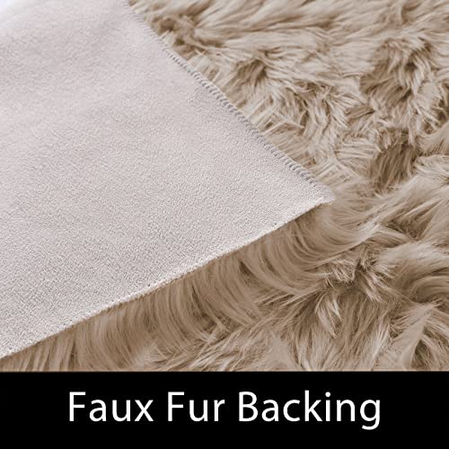 Latepis 2x3 Brown Beige Small Faux Fur Rug Fluffy Furry Rugs Throw Rug Washable Shag Plush Soft Rugs for Living Room Bedroom and Dorm - color: Beige, size: 2' x 3' (Rectangular)