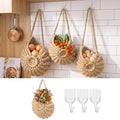 Qinyoung 3 Pack Boho Decor Hanging Wall Baskets for Kitchen Conch Baskets with Hooks Boho Conch Hanging Wall Kitchen Storage for Fruits Vegetables Onions Potatoes