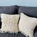 kiido Throw Pillow Covers Macrame Cushion Case Woven Boho Comfy Square Pillow Cases with Tassels Set of 2 Decorative Pillowcase (17X17) AB Style-Wave