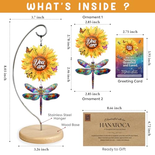 Christian Gifts for Women - Religious Desk Decor - Dragonflies Decor Suncatcher Effect - Sunflower Gift - Dragonfly Ornaments - Faith-Based Gift Idea for Mom, Friends, Sister, Female Coworker - color: 02 - Sunflower Dragonfly
