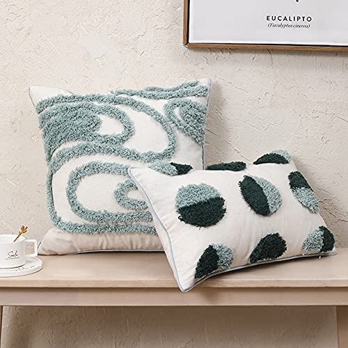 vctops Boho Decorative Throw Pillow Cover Cotton Tufted Woven Cushion Cover for Couch Sofa Bed (Green A,18"x18") - color: Green a, size: 18" x 18" (Pack of 1)
