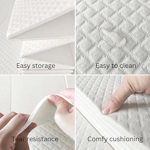 Foldable Yoga Exercise Mat, 6mm/8mm/10mm/12mm Thickness, 72 x 24 Inch - Lightweight, Anti-Slip, and Easy to Store for Yoga, Pilates, Home Workouts, and Floor Exercises - color: White, size: 24" x 72" x 1/4"