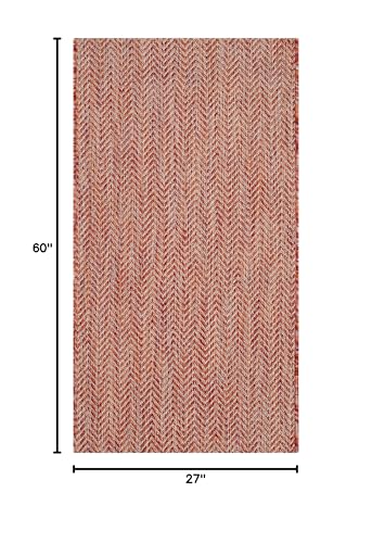 SAFAVIEH Outdoor Accent Rug 2'3"x5' - Courtyard Collection - Coastal Design, Red & Beige, Durable & Easy Cleaning, Ideal for Patio, Entryway, Mudroom, Backyard (CY8022-36521) - color: Red/Beige, size: 2'3" x 5' (Rectangular)