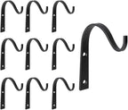 Mkono 10 Pack Iron Wall Hooks for Hanging Plant Lanterns, Plant Hanger Fence Metal Bracket for Bird Feeders, Wind Chimes, Mason Jar Sconces, Light Outdoor Indoor Rustic Home Decor, 3 Inch