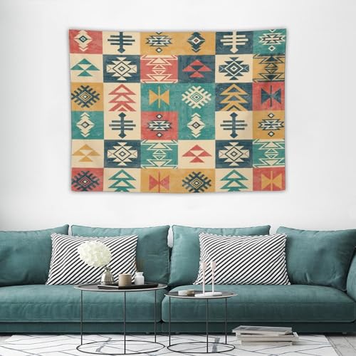 Bohemian Aztec Patchwork Tapestry, Vintage Abstract Pattern Tapestries Home Decor for Living Room Bedroom Decoration 40in Wx30in H (102×76cm) - color: Bohemian Tapestry-28, size: 40in"Wx30in"H (102×76cm)