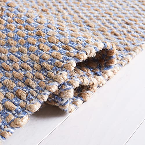 SAFAVIEH Natural Fiber Collection Runner Rug - 2'6" x 8', Natural & Blue, Handmade Farmhouse Boho Coastal Rustic Jute, Ideal for High Traffic Areas in Living Room, Bedroom (NF874M) - color: Natural/Blue, size: 2'6" x 8' (Runner)