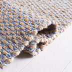 SAFAVIEH Natural Fiber Collection Runner Rug - 2'6" x 8', Natural & Blue, Handmade Farmhouse Boho Coastal Rustic Jute, Ideal for High Traffic Areas in Living Room, Bedroom (NF874M) - color: Natural/Blue, size: 2'6" x 8' (Runner)