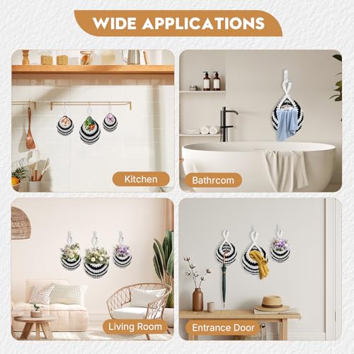 Boho Wall Hanging Fruit Basket for Kitchen - Handcrafted Rope Hanging Produce Organizer, Tassel Decor, Perfect for Fruits, Veggies, Snacks, Bohemian & Farmhouse Home Decor. - color: Black and White-01