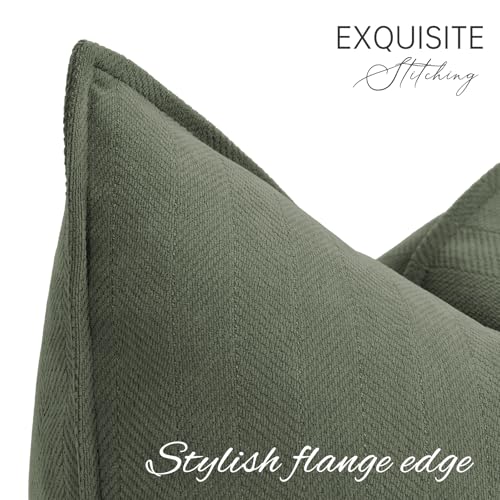 ZWJD Army Green Pillow Covers 22x22 Set of 2 Chenille Throw Pillow Covers with Elegant Design Soft and Luxurious Decorative Pillows for Couch, Bed, Home Decor - color: Army Green, size: 22" x 22" (Pack of 2)