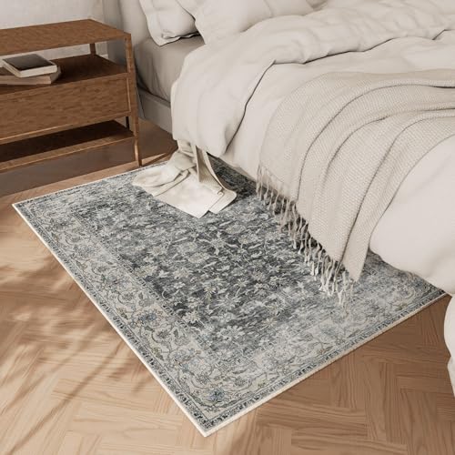Washable Small Area Rugs for Entryway: Door Mat Indoor Entrance 2x3 Throw Rug Stain Resistant Non-Slip Low Pile Soft Carpets for Kitchen Front Door Indoor Entrance Entry Bedroom - color: Vintage Black, size: 2' x 3' (Rectangular)