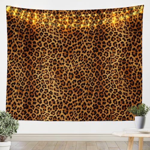Feelyou Leopard Tapestry Cheetah Decor Wall Hanging Geometric Wall Tapestry African Safari Animal Tapestries Modern Abstract Pattern for Kid Boy Men Artwork, Medium 59"x59" - color: Brown, size: 59"L x 59"W