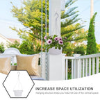 DOITOOL 10 Sets Hanging Planter Basket with Drainage Hole Round Flower Plant Pot Fence Railing Wall Planter for Ferns Ivy Crawling Plants Indoor Outdoor White - color: White