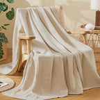 EMME Cotton Muslin Large Throw Blanket Couch Breathable Gauze Soft Lightweight Bed Blankets Adults (Heather Beige, 50"x70") - color: 03 - Beige, size: Large Throw (50" X 70")