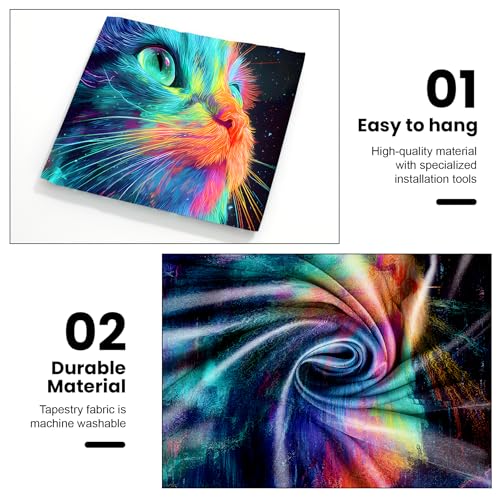 AOHMPT Blacklight Tapestry Glow in the Dark Tapestry Cat Design 79'' × 59'' Inch Wall Hanging Decor for Bedroom Living Room - color: Cat, size: 79"L x 59"W