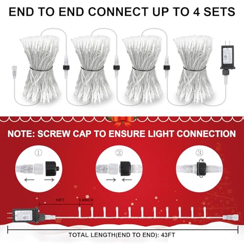 33FT 100LED Christmas Lights Plug in,Connectable Fairy Lights with Plug/Timer/8 Modes, Christmas Tree Lights Lighting Outdoor Indoor Garden Party Wedding Christmas Tree Decoration(Cool White) - color: Cool White