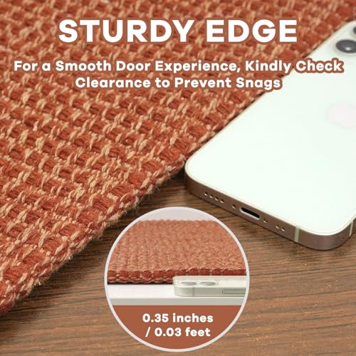 EARTHALL Woven Area Rug 2x3 Ft Washable Rugs for Entryway Braided Non Slip Throw Rugs Door Mat Indoor Outdoor Entrance Small Cotton Woven Carpet for Kitchen Foyer Front Door, Rustic Orange/Tan - color: Rustic Orange/Tan, size: 2' x 3' (Rectangular)