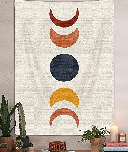 JAWO Boho Moon Phase Vertical Tapestry, Vintage Abstract Rainbow Aesthetic Tapestry Wall Hanging for Bedroom, Retro 70s Mid Century Modern Decor Art Tapestries Poster Blanket College Dorm (40"X60") - color: Moon, size: 60"L x 40"W