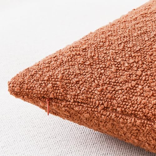 Mixhug Decorative Boucle Throw Pillow Covers, Rust, 18 x 18 Inches, Pack of 2 - Textured Boho Pillow Covers for Couch and Bed - color: Rust, size: 18" x 18" (Pack of 2)