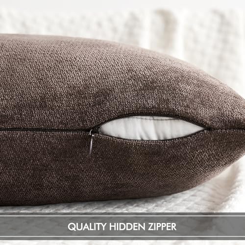 MIULEE Pack of 2 Dark Brown Decorative Pillow Covers 18x18 Inch Soft Chenille Couch Throw Pillows Farmhouse Cushion Covers for Home Decor Sofa Bedroom Living Room - color: Dark Brown, size: 18" x 18" (Pack of 2)