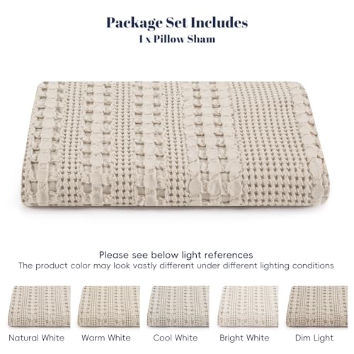 PHF 100% Cotton Waffle Body Pillowcase with Zipper, 1 Pack 20" x 54" Soft Skin-Friendly Pillow Sham, No Filling, Aesthetic Woven and Breathable Waffle Weave Body Pillow Cover for Bed, Oatmeal - color: Oatmeal, size: 54" x 20" (Pack of 1)