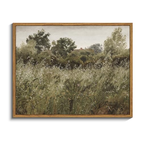 InSimSea Framed Canvas Wall Art Vintage Decor, Painting Wall Decor, Grassland Nature Framed Artwork for Walls, Nature Scenic Living Room Pictures Wall Decor, Bathroom Bedroom Office Decor, 11"x14" - color: Grassland, size: 14"L x 11"W