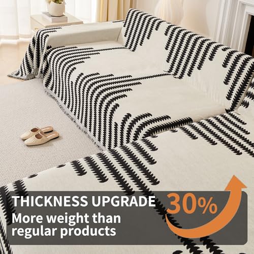 HAOMAIJIA Boho Sofa Covers for 2 Cushion Couch - Pet Friendly Soft Thick Non Slip Cover for Dogs - Washable Sectional L Shape Furniture Protector (Black, 71"x102") - color: Black, size: 71"x102"