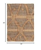 Dash and Albert Rumi Jute Area Rug - 5' x 8' Brown Geometric Handwoven Accent Rug - Durable, Eco-Friendly, High Traffic Area Hallway, Living Room, Stairs - color: Rumi Brown, size: 5' x 8' (Rectangular)