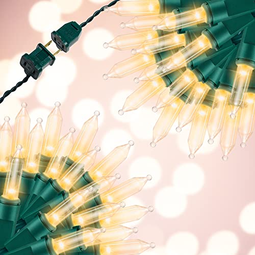 100LIGHTS WARM WHITE Extra-Bright With End Connectors Christmas Decorative Lights 5.98m UL Certified Mini String Light Set Waterproof for Home Garden Holiday Christmas Tree Party Patio Wedding - color: Clear, size: 100 COUNT-1PACK