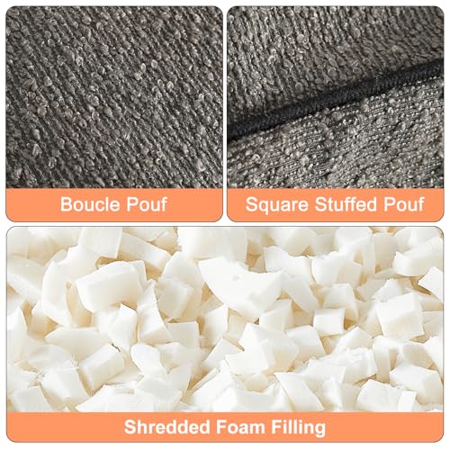 Pouf Ottoman Stuffed Modern Foam Filled Foot Rest Poufs for Living Room Chair Decorative 20 X 15 Inches Boho Relax Stool Floor Poufs Foot Rest for Living Room,Grey - color: Grey