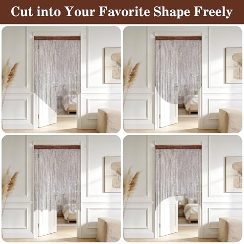 2 Pack 39 x 79 Inch String Curtains for Doorway, Home Decor Sequin Glitter String Curtain Boho Doors Tassel for Windows, Closet, Living Room, Bedroom, Hallway, Party (Brown) - color: Brown