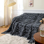 MH MYLUNE HOME Large Soft Micro Plush Leopard Blanket (71x78 inch, Dark Blue | Charcoal Grey) Warm Reversible Cheetah Blanket Leopard Pattern Throw for Sofa Couch Bed - color: Leopard Charcoal Blue, size: 71"x78" - 550 GSM