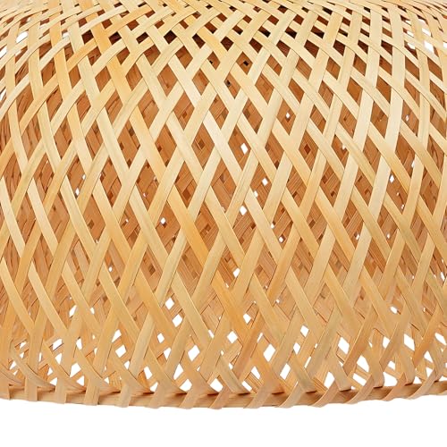 TFCFL 15Inch Bamboo Chandelier, Rattan Pendant Lamp Shade Ceiling Lighting Weave Bamboo Rattan E26 Hanging Light Fixture Hollow Lampshade Pendant Light for Dining Room (Bulbs Not Included) - size: 15 Inch