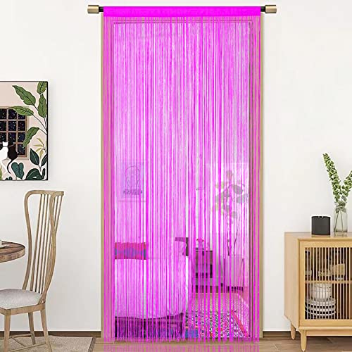 HSYLYM Spaghetti String Curtains for Doorways Privacy Door Frame Tassel Hippy Wall Kitchen Hallway Boho Fringe Curtain Hanging Door Room Dividers Decor 1 Panel（39×79in/100×200cm,Rose） - color: Rose, size: 39"W x 79"L (Pack of 1)