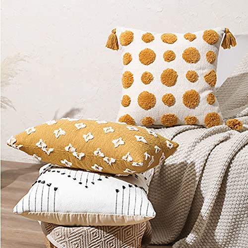 vctops Boho Tufted Decorative Lumbar Throw Pillow Cover Super Soft Comfy Cushion Cover for Couch Sofa Bed (Yellow Tufted,12"x20") - color: Yellow Tufted, size: 20" x 12" (Pack of 1)