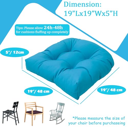 MTMR Water-Repellent Outdoor Chair Cushions Set of 2, 19”X19” Patio Chair Cushions with High Elasticity PP Cotton, Thick Tufted Outdoor Patio Furniture Cushions, Seat Cushions for Outdoor Furniture - color: Turquoise