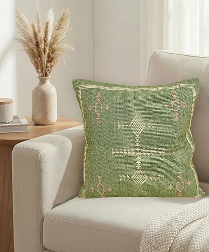 Indian Cotton Cushion Cover Sabra Kilim Pillow Cover Designer Decorative Sofa 18x18 Inche Handwoven Cushion Case for Farmhouse Home Decor Spring Decorative Pillow (Pattern 6) - color: Pattern 6