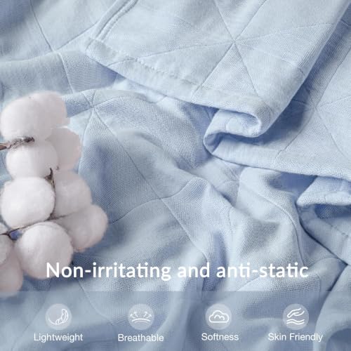 Exclusivo Mezcla 100% Cotton Muslin Throw Blanket for Couch, 4-Layer Moisture-Wicking and Breathable Ultra Soft Gauze Blanket for Spring Summer, 50"x60", Ice Blue - color: Ice Blue, size: Throw (50"x60")